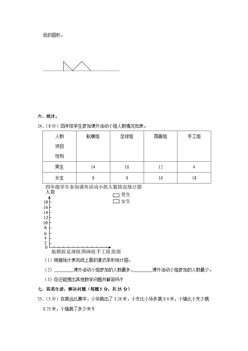 新疆维吾尔自治区喀什地区巴楚县2021-2022学年四年级下学期期末数学试卷第3页