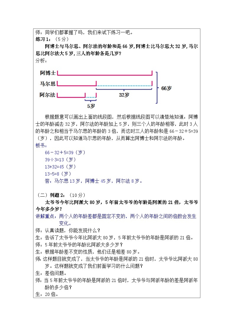 奥数四年级下册 第6讲：年龄问题 课件+教案+作业03