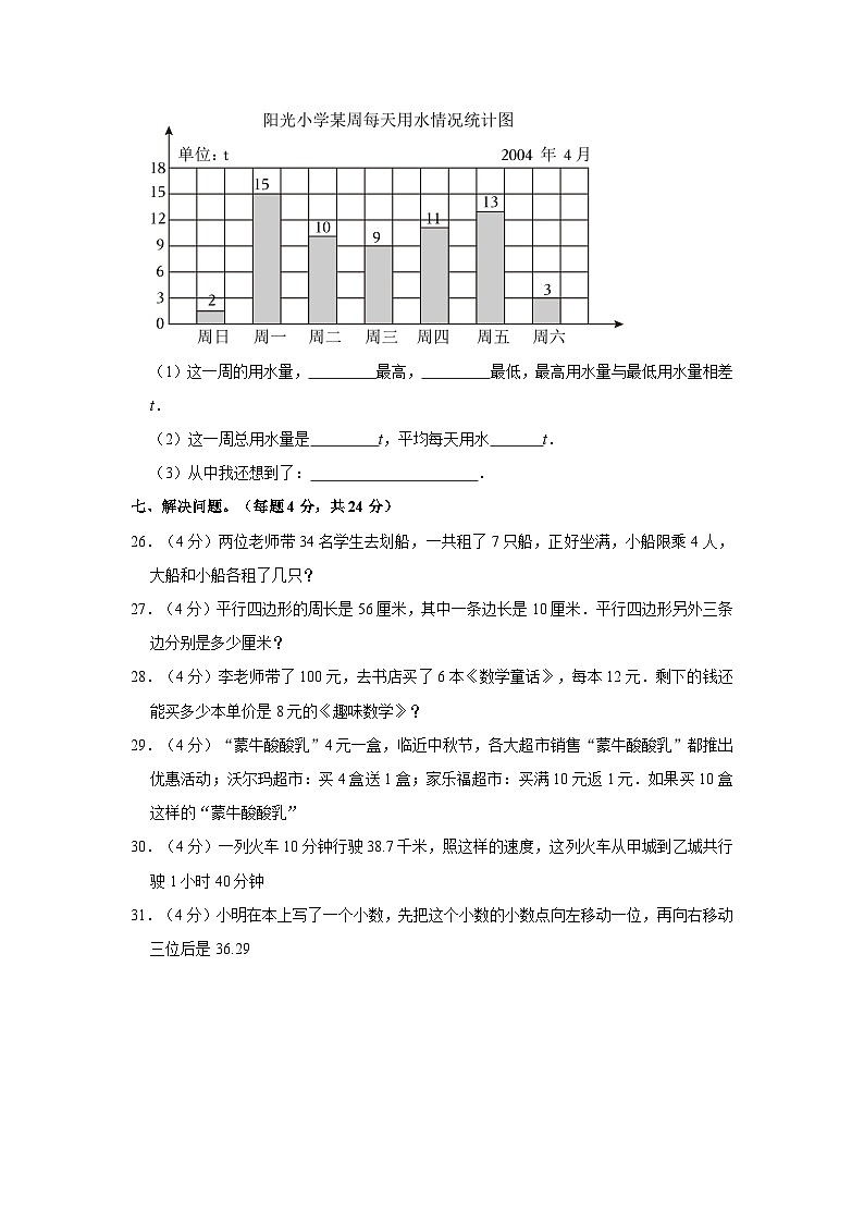安徽省宿州市砀山县西关小学2022-2023学年四年级上学期期中数学试卷第3页