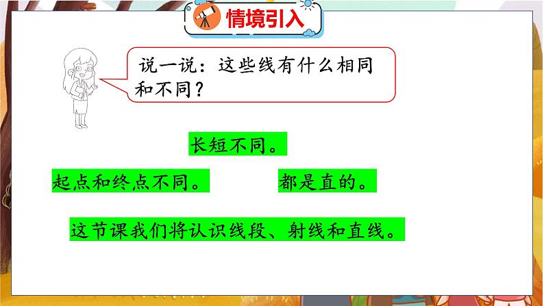 第二单元  第一课时  线的认识 北师数学4年级上【教学课件】06