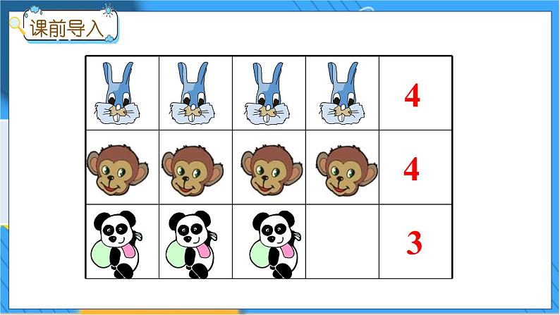 冀教版数学一上 2.4 认识 ＞、＜ 和 = 课件+教案+练习03