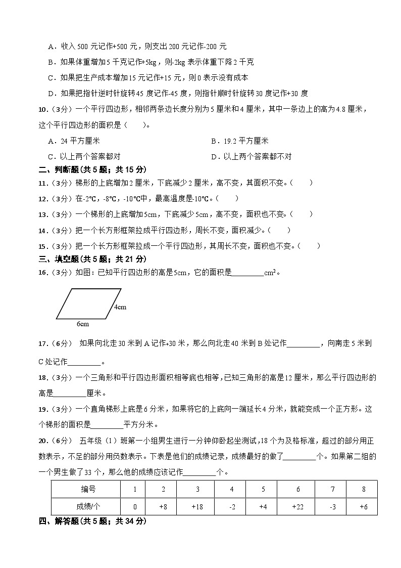 第一次月考模拟检测卷（1—2单元）（试题）五年级上册数学苏教版（月考）第2页