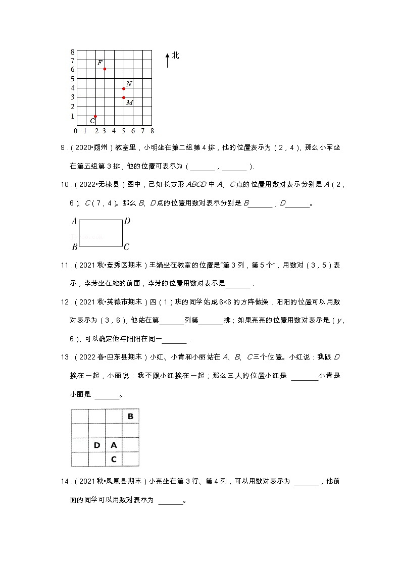 【填空题20题】第二单元《位置》（同步练习）高频易错题—数学五年级上册真题汇编（含解析）人教版第2页