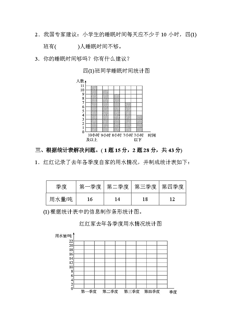 人教版四年级数学上册第七单元达标测试卷第2页