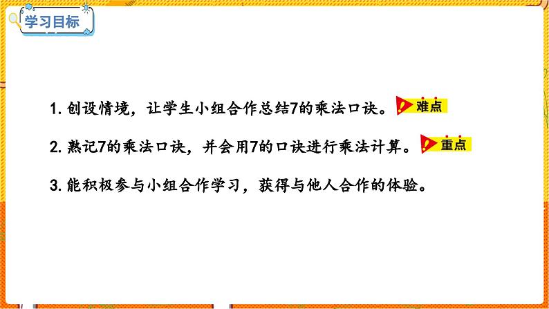 数学冀教二（上）第7单元：表内乘法和除法(二) 课时1 7的乘法口决 教学课件第2页