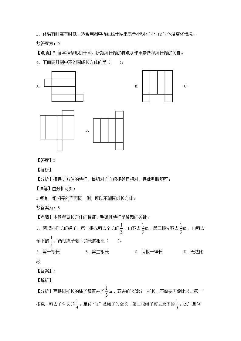 2021-2022学年浙江温州永嘉县五年级下册数学期末试卷及答案第3页