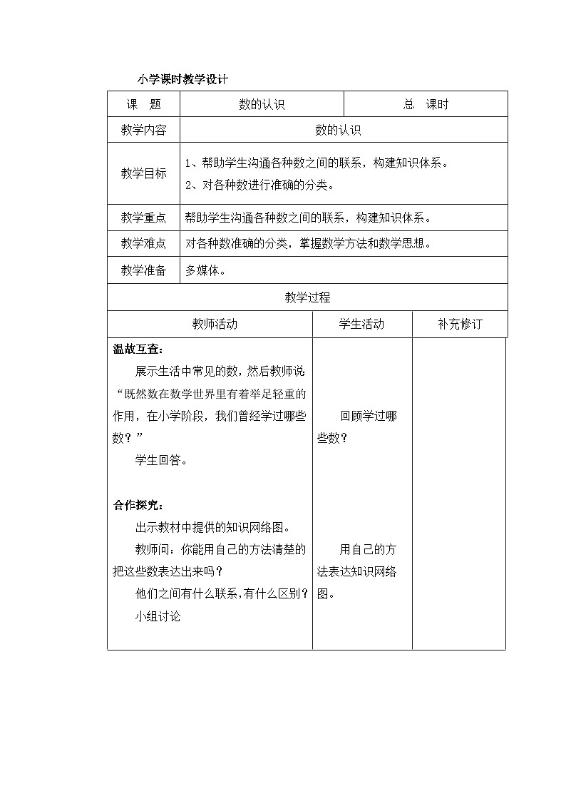 六年级下册数学教案总复习 数的认识_北师大版01
