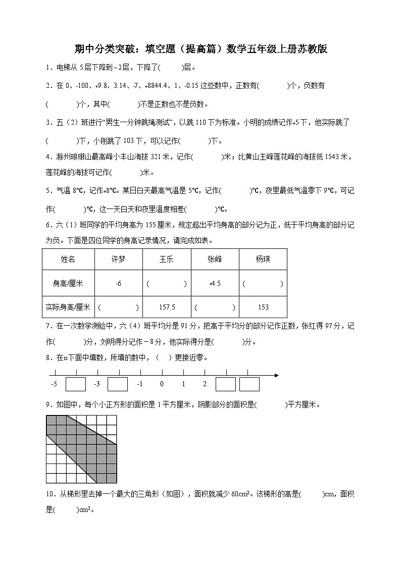【苏教版数学期中专项】五年级数学上册期中分类突破第1页