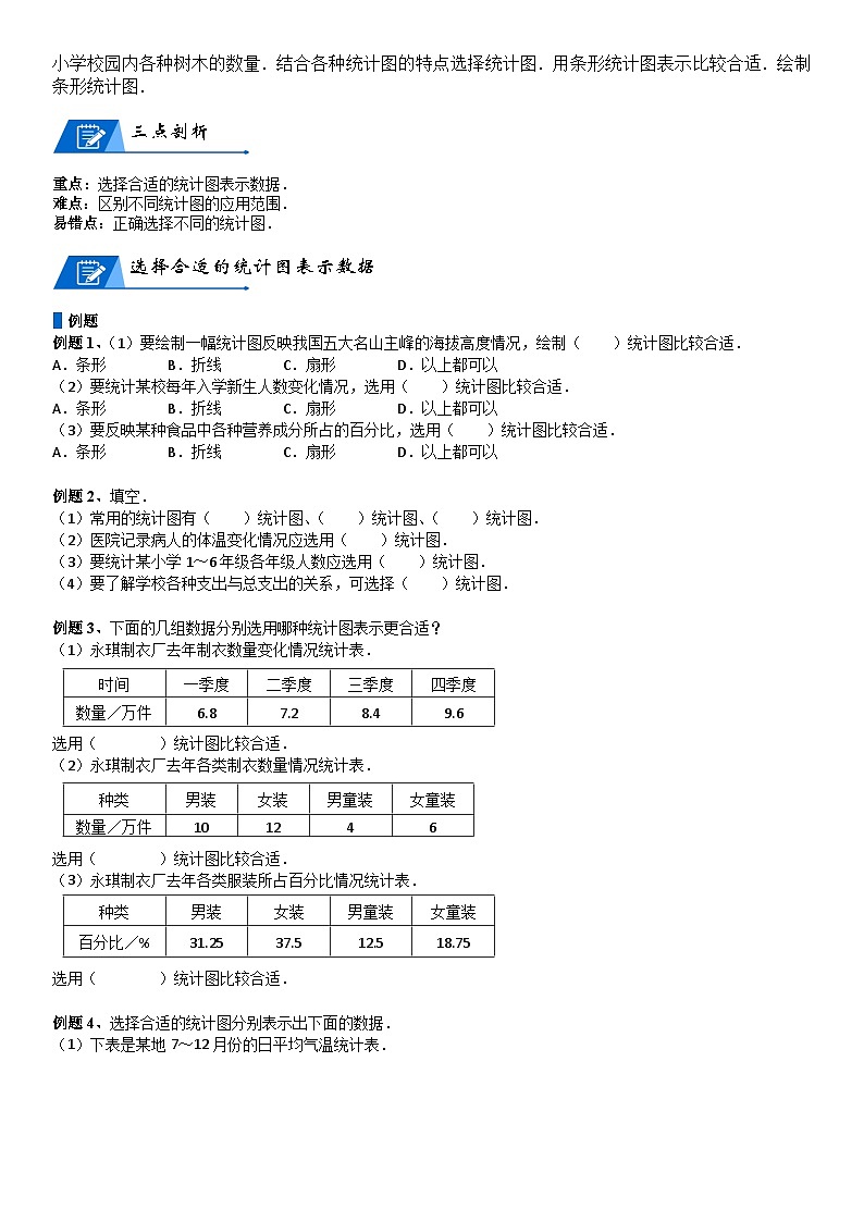 北师大版六年级数学上册第5单元 数据处理_第02讲_选择合适的统计图(学生版)第3页