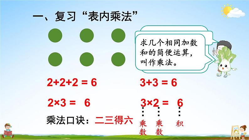 人教版数学二年级上册《9 总复习 第2课时 表内乘法（1）》课堂教学课件PPT公开课02