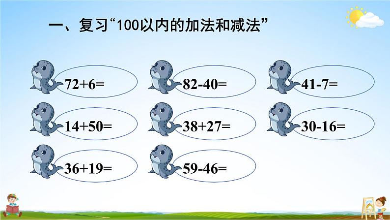 人教版数学二年级上册《9 总复习 第1课时 100以内的加法和减法》课堂教学课件PPT公开课第2页