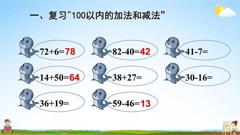 人教版数学二年级上册《9 总复习 第1课时 100以内的加法和减法》课堂教学课件PPT公开课第6页