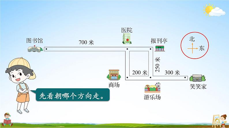 北师大版数学四年级上册《五 方向与位置 第1课时 去图书馆》课堂教学课件PPT公开课06