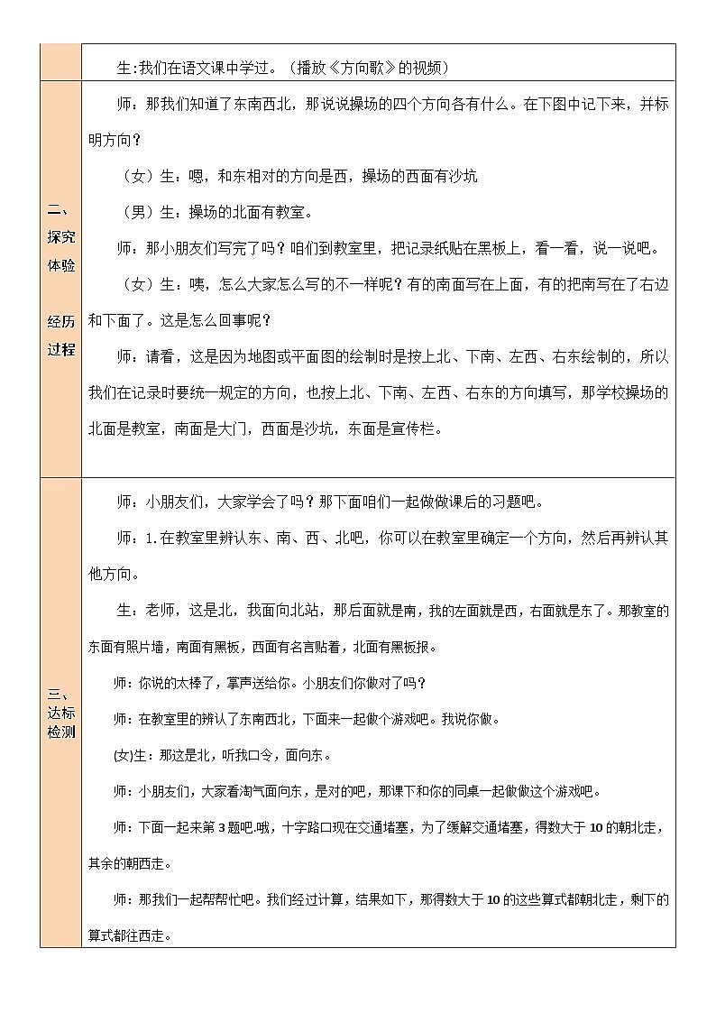 北师大版二年级数学下册第二单元《方向与位置》第一课时 东南西北第2页