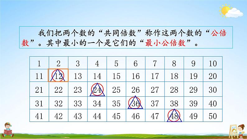 北师大版数学五年级上册《五 分数的意义 第9课时 最小公倍数》课堂教学课件PPT公开课第5页