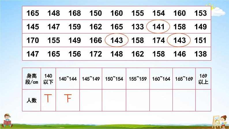 北师大版六年级数学上册《五 数据处理 第3课时 身高的情况》课堂教学课件PPT公开课第7页