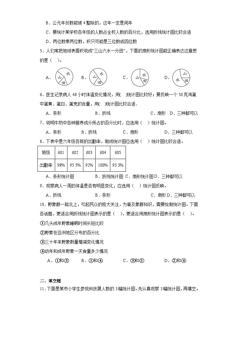 7.扇形统计图巩固提升练-人教版数学六年级上册02