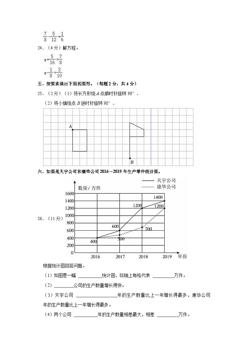 山东省济宁市邹城市2022-2023学年五年级下学期期末数学试卷03