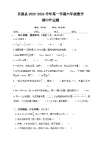 广东省河源市东源县2023-2024学年六年级上学期期中考试数学试题