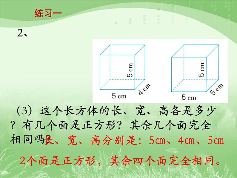 苏教版数学六年级上册第一单元、长方体和正方体 《练习一》教学课件04