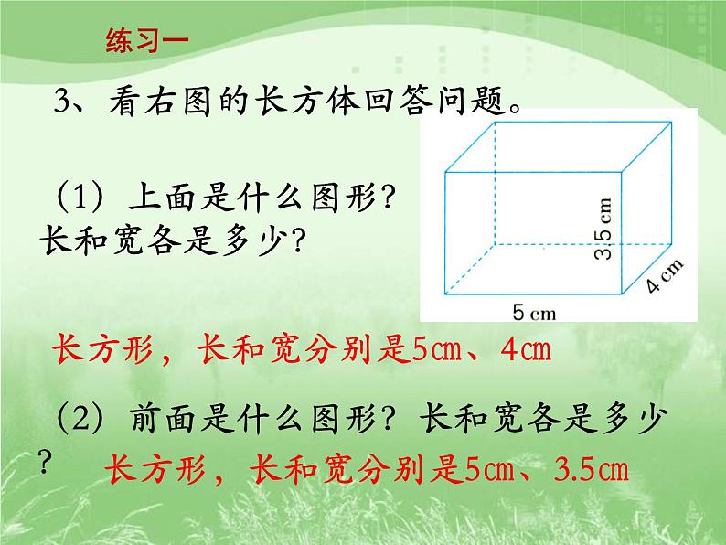 苏教版数学六年级上册第一单元、长方体和正方体 《练习一》教学课件05