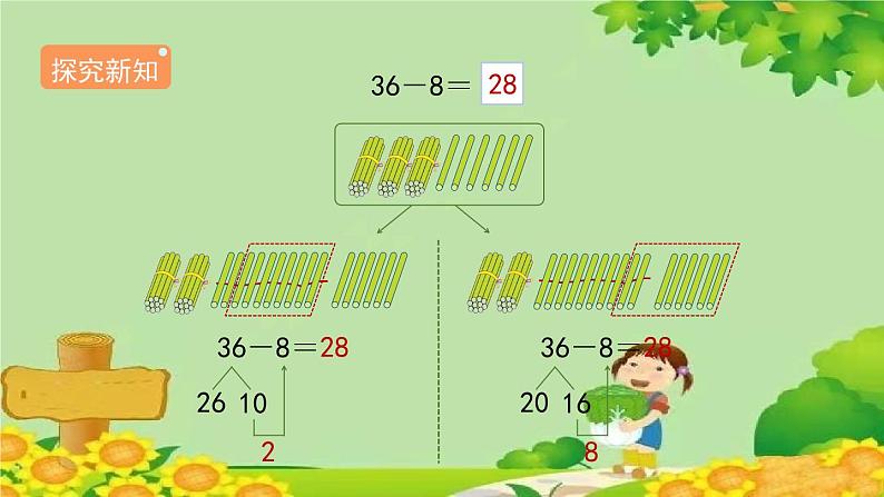 人教版一年级数学下册 6.3.2《两位数减一位数（退位）》 课件第5页