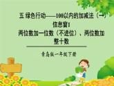青岛版（六三制）数学一年级下册 五 绿色行动——100以内的加减法（一）-信息窗1 两位数加一位数（不进位）、两位数加整十数课件