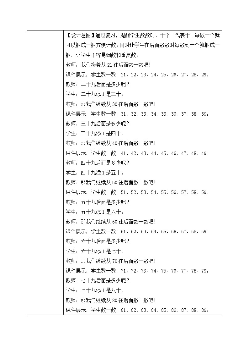 【核心素养】人教版小学数学一年级下册 第1课时 数数 教案（含教学反思）第3页