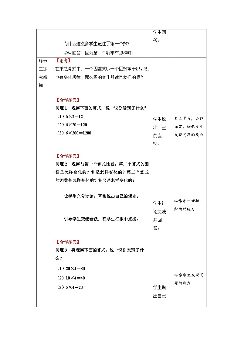 三位数乘两位数：《积的变化规律》教学设计02