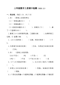 山东省聊城市莘县实验小学2023-2024学年三年级上学期期中考试数学试题