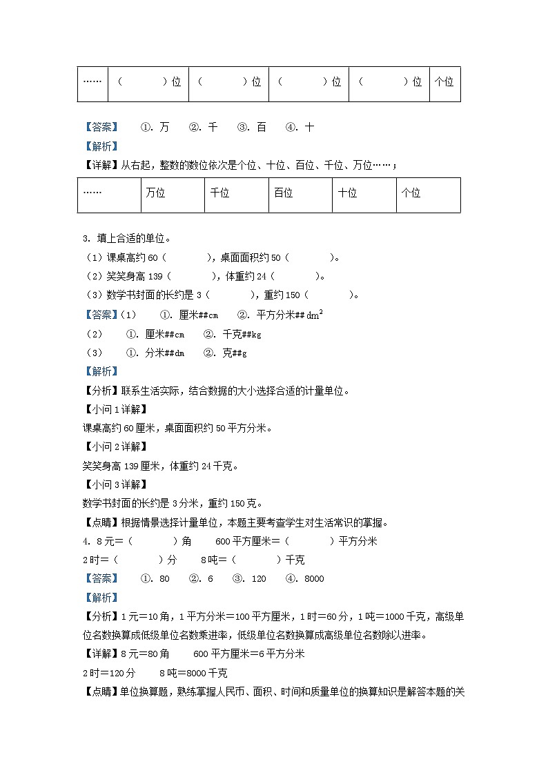 2021-2022学年广东省湛江市赤坎区北师大版三年级下册期末测试数学试卷及答案02