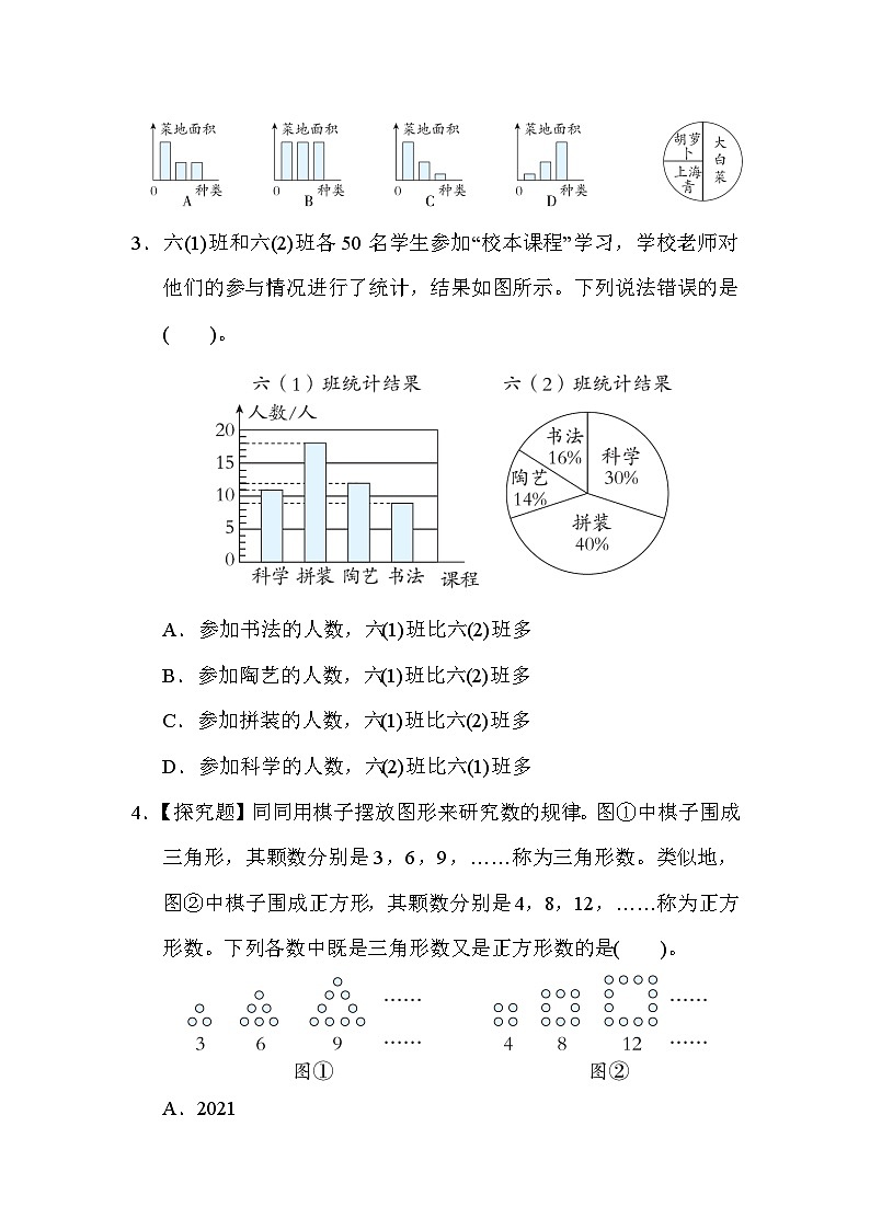 人教版数学六上 第 7、8单元测评（含答案）第3页