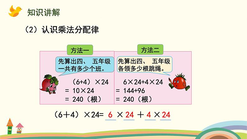 苏教版四年级数学下册课件 6.4  乘法分配律第4页