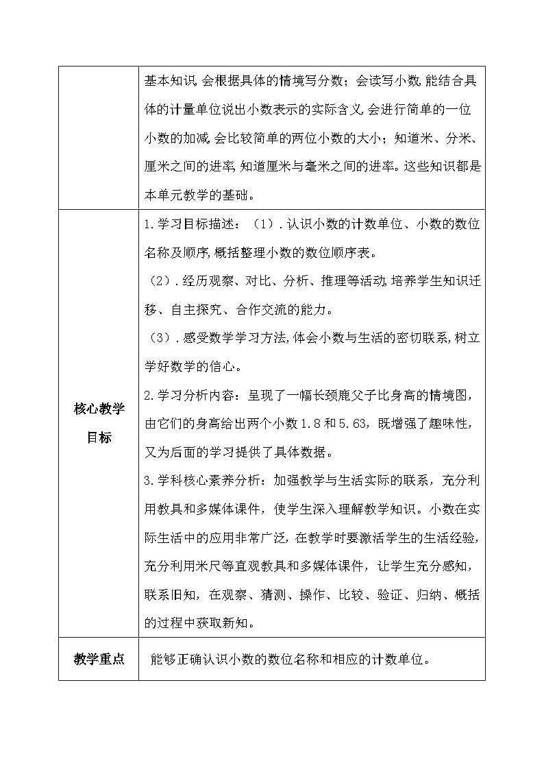 【核心素养】人教版小学数学四年级下册4.2    小数的数位顺序表    课件+教案+导学案(含教学反思)02