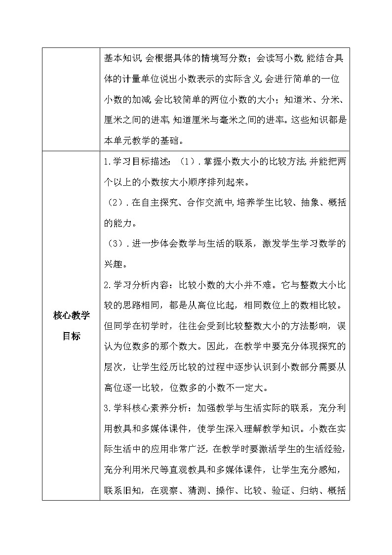 【核心素养】人教版小学数学四年级下册4.5    小数的大小比较   课件+教案+导学案(含教学反思)02