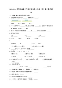 河南省三门峡市灵宝市2023-2024学年二年级上学期期中数学试卷