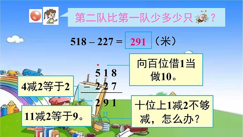 青岛版（六三制）数学二年级下册 四 勤劳的小蜜蜂——万以内的加减法（一）3 三位数加减法（不连续进位、退位）的笔算课件04