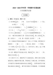 河南省安阳市文峰区三道街小学2023-2024学年六年级上学期期中数学试卷