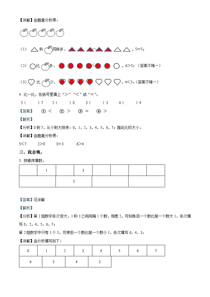 2023-2024学年福建省福州市鼓楼区小柳小学人教版一年级上册期中测试数学试卷（解析版）03