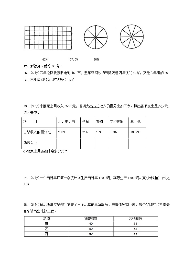 【单元AB卷】六年级上册数学单元测试A卷-第四单元 百分数 北师大版（含答案）第3页