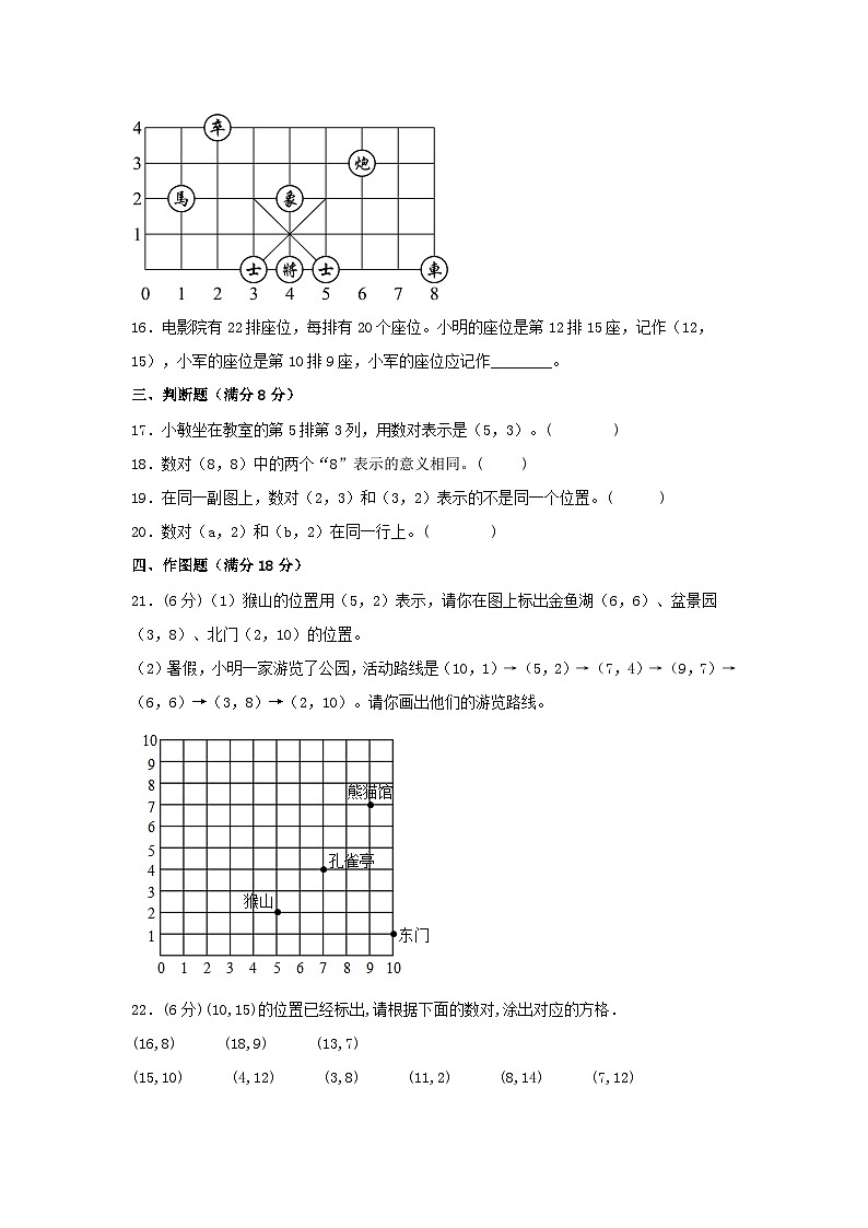 （全国真题练）第二单元+位置+全国各地名校真题演练（单元测试）小学数学五年级上册（人教版，含答案）第3页