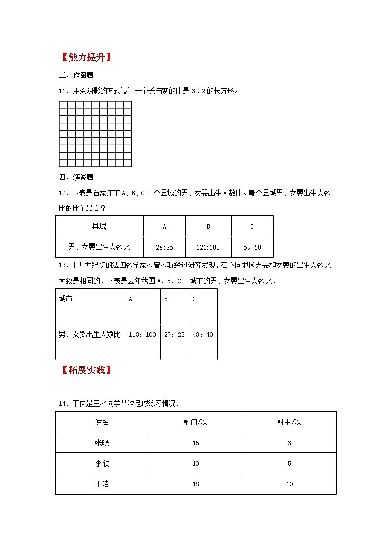 【分层作业】4.1 比的意义（同步练习） 六年级上册数学同步课时练 （人教版，含答案）02