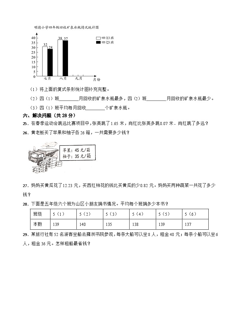 吉林省长春市公主岭市2020-2021学年四年级下册数学期末试卷第3页
