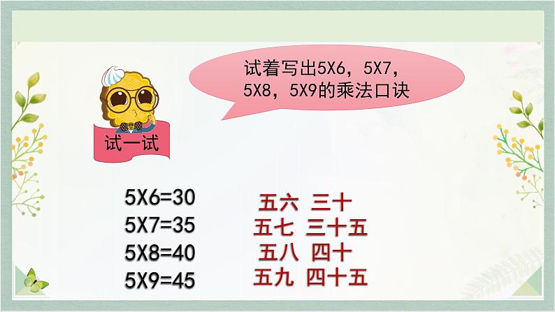 人教版二年级数学上册 4.2.1、 5的乘法口诀  数学课件05