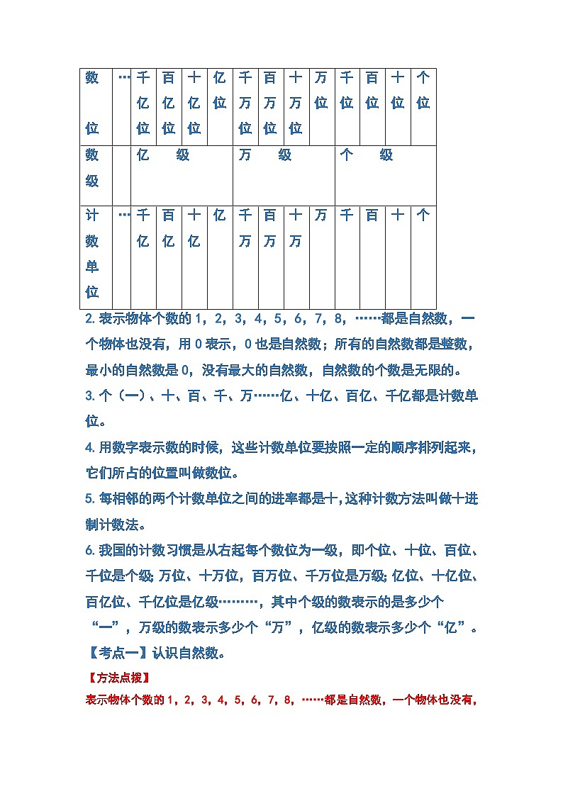 人教版2023-2024学年四年级数学上册第1单元大数的认识基础篇（原卷版）02