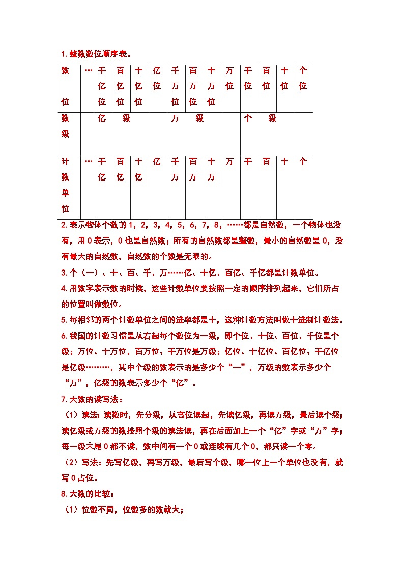 人教版2023-2024学年四年级数学上册期中复习基础篇：七大篇目（原卷版）第2页