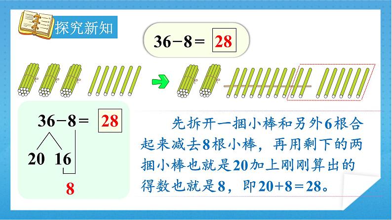 【核心素养】人教版小学数学一年级下册 第6单元 第5课时 两位数减一位数（退位） 课件+ 教案（含教学反思）08