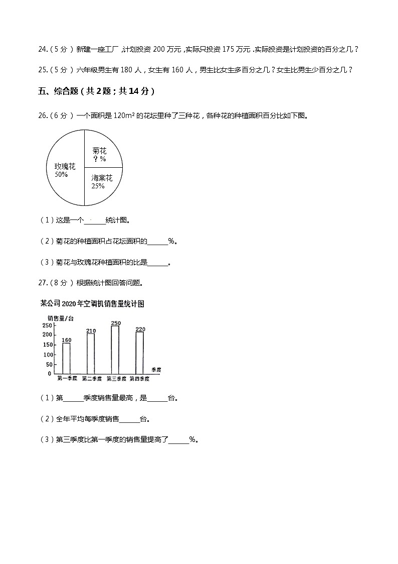 【期末专项提优】小学数学六年级上册（百分数的应用）专项复习卷（含答案）北师大版第3页