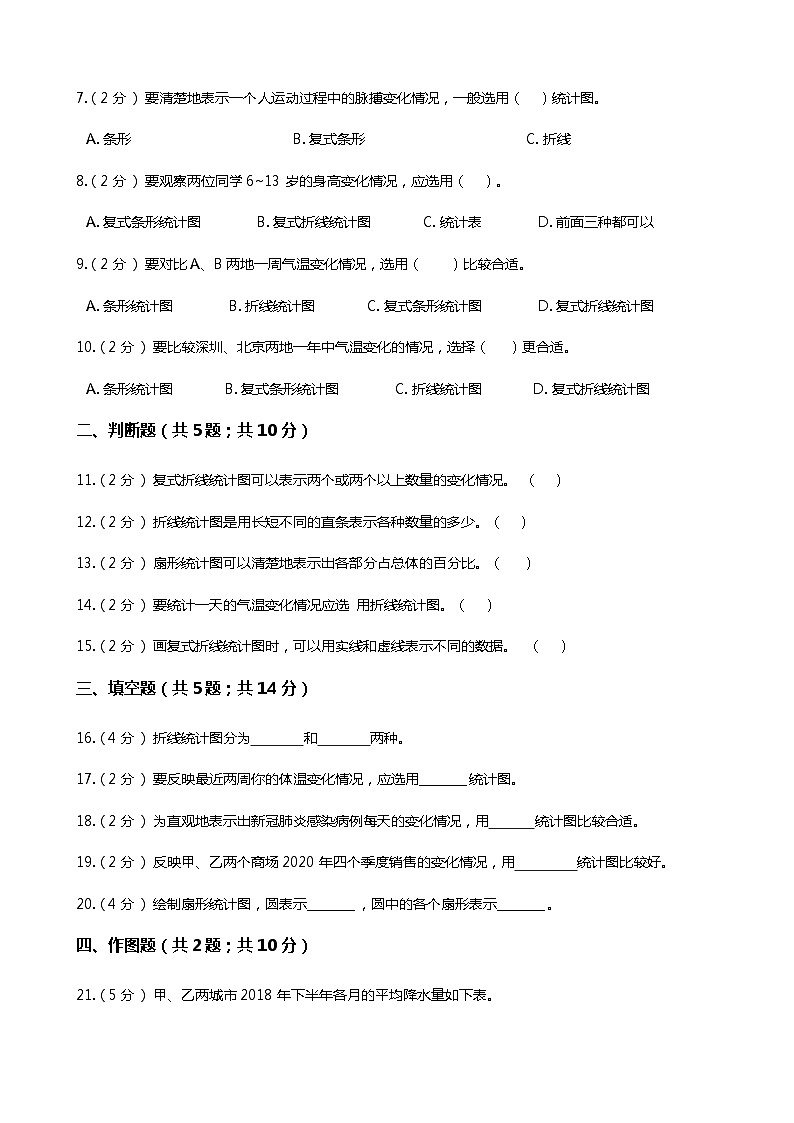 【期末专项提优】小学数学六年级上册（数据处理）专项复习卷（含答案）北师大版02