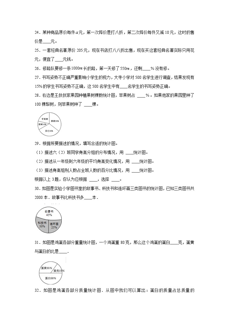 【期末题型专项】小学数学六年级上册期末黄金题型特训B卷——七大单元填空题50题  北师大版（含答案）03